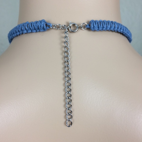 Charmed Sky Blue w/Gray Peekaboo Hemp Choker - Picture 3 of 4